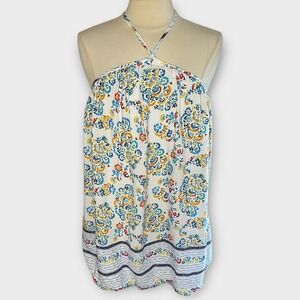 NEW‼️CES FEMME Boho Colorful Print Mini Halter‎ Dress, Medium